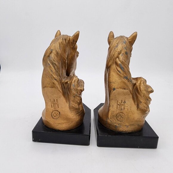 Antique JB Hirsch Horse Head Bookends - as found - Picture 3 of 9